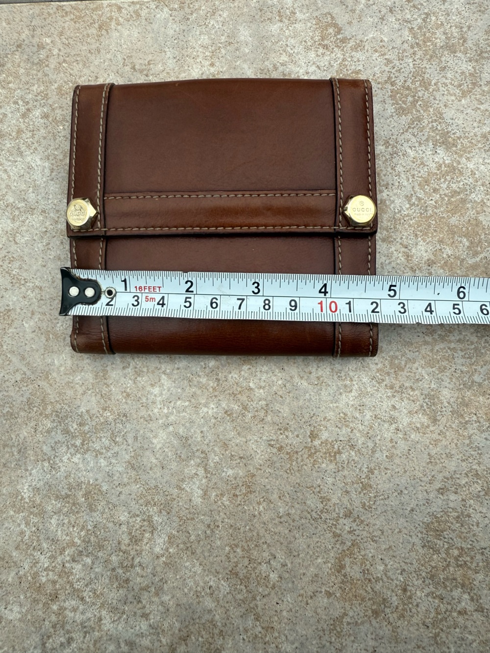 Gucci Brown Leather Men's Bifold Wallet with Gold-Tone Snap - Picture 4 of 16